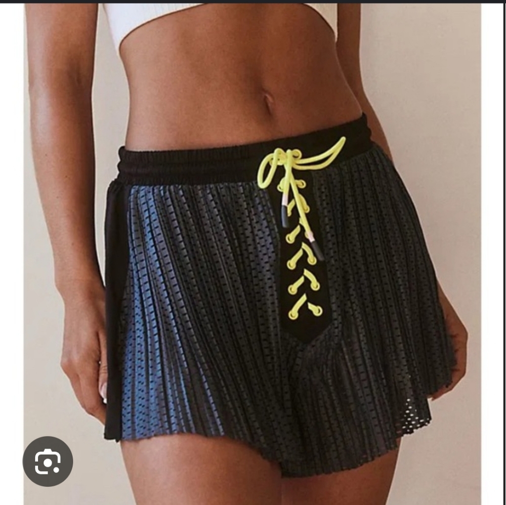 NWOT Free People Movement Playoff High Rise Mesh Lace-Up Shorts Dark Slate Sz XS